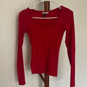 Women's Red Long Sleeve Top